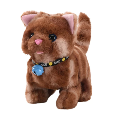 Cute Cat Interaction Brown Doll Can Move & Have Meow Sound Effect Kucing Mainan Bergerak